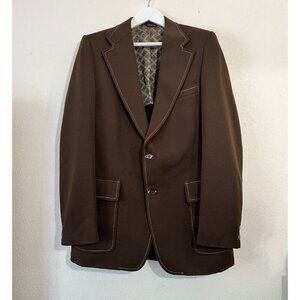 Vintage Roos Atkins Mens Two-Button Blazer Jacket Sport Coat Brown Pockets